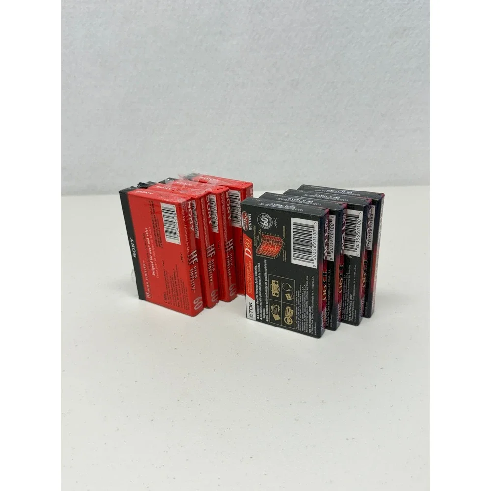 8 Sony HF 60 TDK D90 Blank Audio Cassette Tapes Type I Normal Bias New Sealed